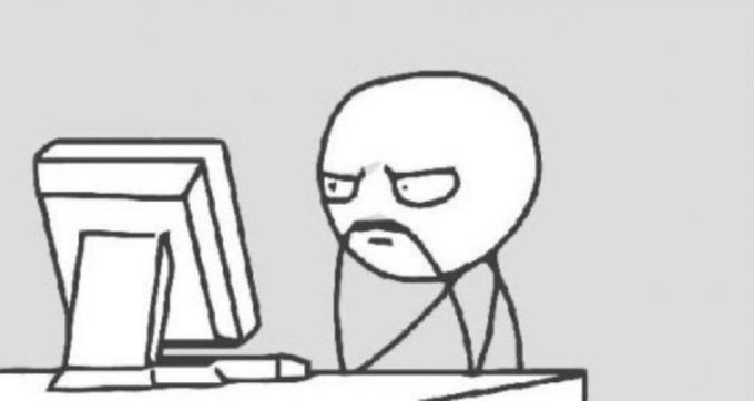 A bald, unimpressed cartoon man stares blankly at a computer monitor, his skeptical expression capturing the futility and boredom of trying to juggle multiple side hustles at once. The image humorously illustrates the exhausting reality behind the post's list of activities (memes, clipping, trading, NFTs), suggesting that "printing money" from so many ventures is actually a tedious grind rather than easy profit.