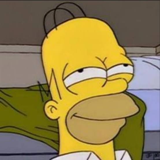 A close-up of Homer Simpson from The Simpsons with half-closed eyes and a subtle, knowing smile.