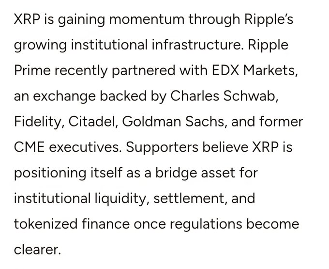 xtrp is gaining momentum through Ripple's growing institutional infrastructure, with a recent partnership involving EDX Markets and an exchange backed by Charles Schwab, Goldman Sachs, and former CME executives.
3. Finance, settlelement, and cleared capital are also part of the XTRP strategy.