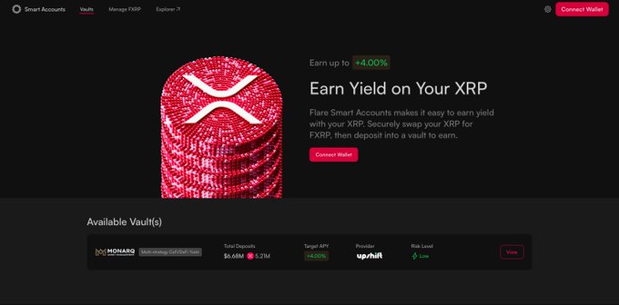 The image features a screenshot of an XRP website with various options for buying and selling digital coins. The text on the page suggests that XRP yield can be earned by purchasing coins from the website and exchanging them at a later date, potentially for $400. Furthermore, there are multiple cryptocurrency options available, with some being more stable than others. The post also highlights that this marketplace offers natively accessible fiat currency trading services, allowing users to access XRP directly from the platform without needing additional exchanges or payment methods.