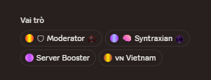 The image features a panel with four different buttons arranged vertically against a neutral gray background. The top left button is labeled "Moderator" while the other three buttons are labeled with various server booster options like "Servers Server Booster", "SyntraXan Server Boosters" and "@SyntraxXYZ". Below the panel, there's text that reads: 
"I've just officially taken on the role of Moderator for @Syntrax XYZ Thank you to the team for your trust. I will do my best to make the Syntrax community the most authentic, active, and fair on Web3! #SyntraXan #STRX".