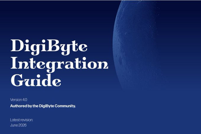 The image features a blue background with white text that reads "digibyte integration guide", accompanied by an image of a moon. The title of the image is "La guida all'integrazione di DGB è stata aggiornata grazie a digibyte.org/docs/integrati...". This suggests that the image is related to the content of the post, which discusses the integration guide for DigiByte.
