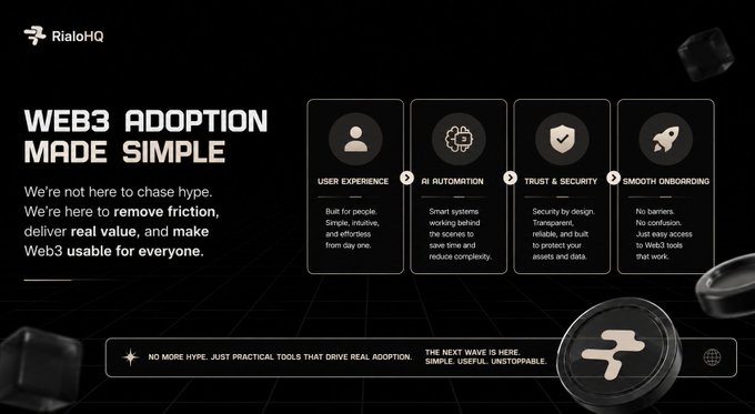The image shows a poster for Web3 adoption that highlights the importance of focusing on user experience rather than chasing the latest tech trends. The poster features four different icons representing various aspects of Web3, such as user experience, security, and automation. Each icon is accompanied by text explaining its significance in the context of Web3 adoption. The poster emphasizes the need to prioritize user experience, trust, and security when adopting new technologies like Web3.