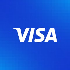 The Visa logo appears in white against the signature blue background, representing the payments giant mentioned in the post regarding its expansion into stablecoin-linked card programs and onchain lending initiatives.