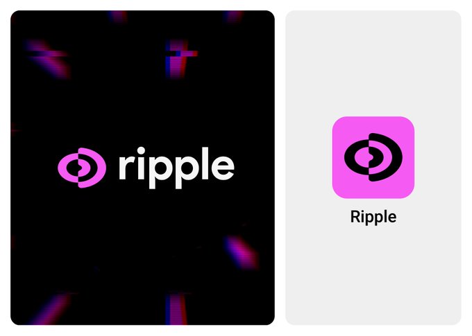 Branding graphics for 'ripple' featuring the company name and a pink circular logo with an 'r' symbol, displayed on both dark and light backgrounds.