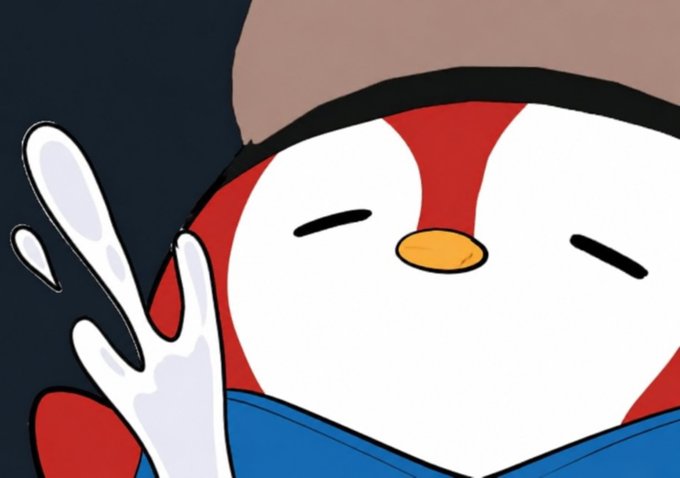 The image features a cartoon penguin with its eyes closed, giving off a sleepy vibe. It has a red beak and a white belly, making it look like a cute little creature. The background of the image is dark blue, which contrasts nicely with the penguin's vibrant colors. There are also some water droplets scattered around the penguin, adding to its cartoon-like appearance. The caption "good morning ct" suggests that this image might be related to a post about mornings or daily routines.