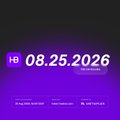 A minimalist purple and black date card displaying '08.25.2026' alongside small text reading 'PROGRESS AND HOPE - SAINT LUCIA.'