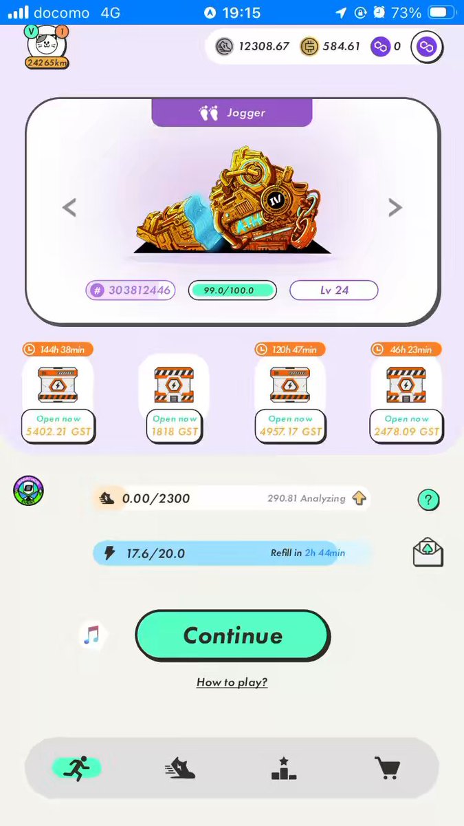 The image shows a phone screen with an app icon, which appears to be a game or shopping app. The main focus of the image is a purple background with white text that reads "stepn p-mb Lv.9×2オープン、メインとサブでそれぞれ。何とか助かった感のある並び". This description suggests that there might be an interactive element or a game within the app, possibly related to shopping or a similar theme. The image does not provide enough information about the specific content of the app or its purpose, but it does give some context regarding what the app is likely to offer.