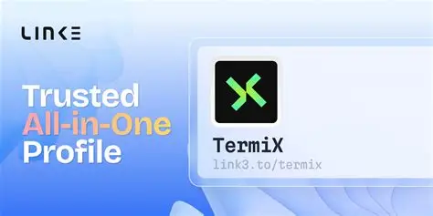 A promotional graphic for Link3 features the TermiX profile with the text 'Trusted All-in-One Profile' and the URL 'link3.to/termix' displayed on a blue background.