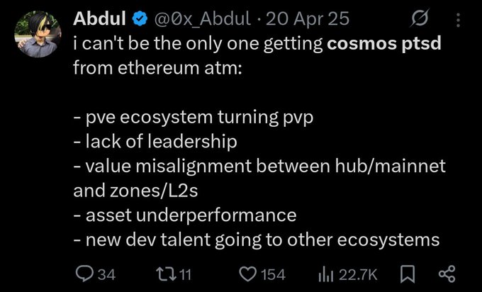 The image features an open Twitter account, where someone has posted an update or tweet about Bitcoin's ecosystem turning into pvp (pseudo-evident programming). The main message suggests that there may be some issues with leadership, value misalignment between hubs/zones and asset performance underperformance in the Bitcoin ecosystem.