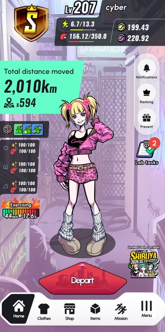 The image shows a mobile phone screen displaying a character walkthrough from a video game. The main character appears as an anime girl, wearing pink clothes and standing upright with raised arms, looking directly at the camera. This character has completed various tasks and is now being featured in the game's menu. As part of the gameplay, it seems that the player needs to "Draw 10x" or "Draw Immediately," which could involve drawing different items related to their character's abilities or completing specific challenges within the game. Additionally, there are mentions of using Liquid Socket I'll be using it for Hunter maps and the Premium Pass that has "Fiber Fever Skill", indicating that this game is set in a detailed and immersive world where players can experience various elements like character customization options and enhanced gameplay features.