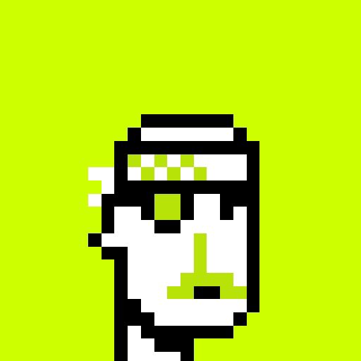 A pixel art illustration of a white bottle with a yellow-green label and grid pattern on its cap, set against a bright lime-green background.