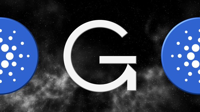 A stylized "G" logo flanked by two Cardano (ADA) coin symbols against a starry background, representing Grayscale's potential Spot ADA ETF, with the post detailing the timeline for SEC approval following the launch of CME's ADA futures.
