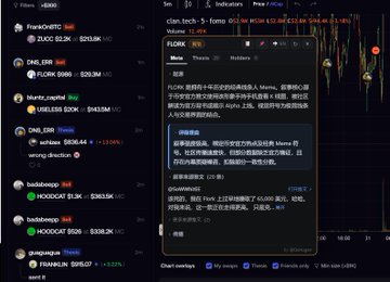The image shows a cryptocurrency tracking interface displaying a token called "FLOKI" with price data showing a 2.66% increase at $0.00000170, alongside holders including Franklin and ZJUC, and what appears to be a FOMO Helper plugin/extension that surfaces token narrative theses and holder information directly within the trading view to help users analyze new tokens more efficiently.