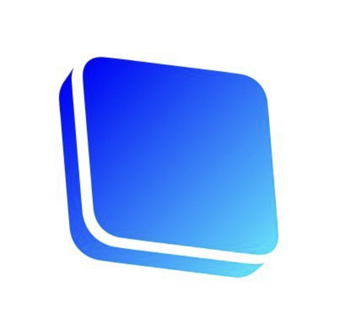 A blue gradient logo featuring two overlapping rounded squares, representing the Base app. The image relates to the post as a visual branding element for the Base app, the rebranded Coinbase Wallet mentioned in the announcement.