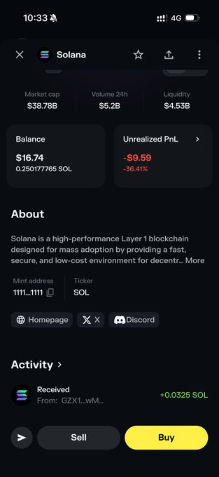 The image shows a phone screen displaying an app with a list of details about trading transactions including information about various cryptocurrencies, market cap, and exchanges. There are also text options for receiving payments and selling products. A yellow button can be found at the bottom right corner, presumably to initiate or complete a transaction.