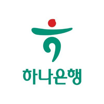 A logo featuring a green stylized figure with a red circle above it, accompanied by the Korean text '하나은행' (Hana Bank).