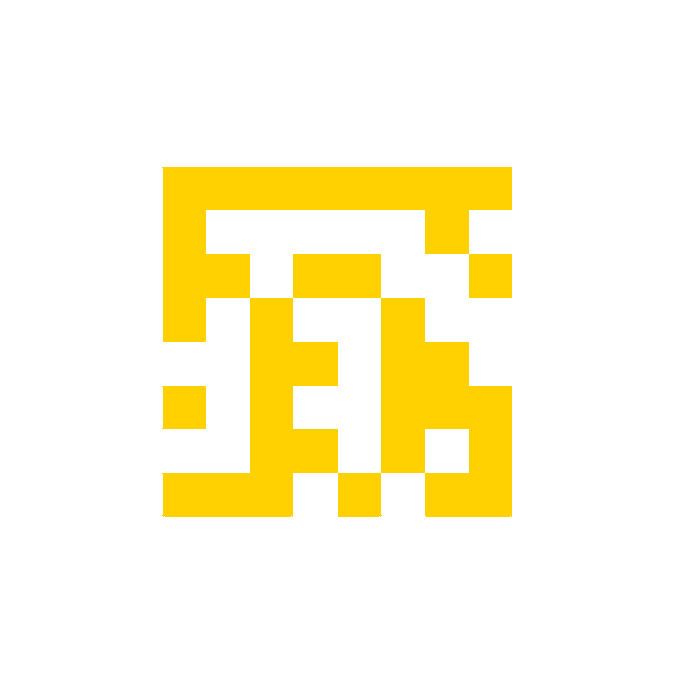 A pixelated yellow square design with blocky, abstract shapes on a white background, resembling a glitched or stylized logo with no readable text. It appears to be a generic placeholder or aesthetic graphic accompanying a giveaway announcement for a Credits NFT by Jack Butcher, rather than depicting the NFT itself.