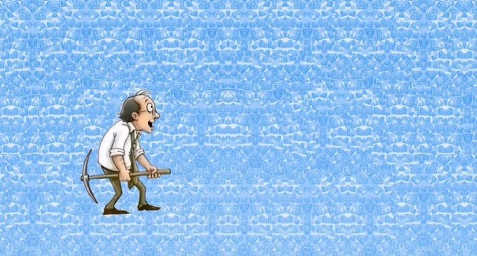 The image features a cartoon man holding a shovel, walking across a blue background with white text that reads "Still racking up $RIVER points every day and coming back to make @River4fun great again. So far so good, just enjoying my routine and ready to make more awesome @RiverdotInc posts today. Still waiting for my @wallchain select campaign to be implemented soon". The man is wearing a suit and tie, which adds a touch of formality to the scene.