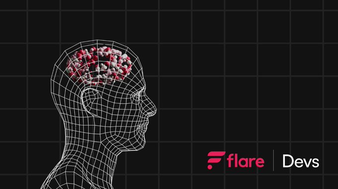 A digital illustration of a wireframe human head with a visible pink brain, accompanied by the 'Flare | Devs' logo in the corner.