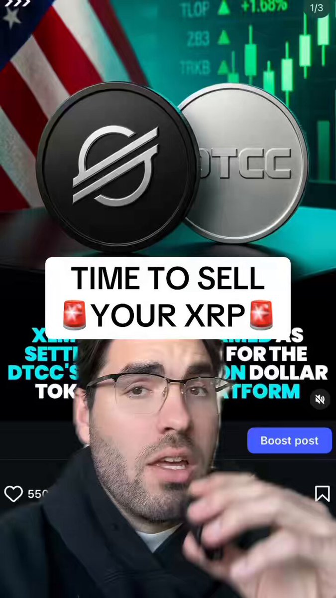 The image features a man wearing glasses, with his hand raised as if he's speaking or gesturing. He appears to be discussing something related to Bitcoin or Etherium, possibly an investment opportunity. The caption of the image reads "Is it Time to Sell $XRP for $XLM". This suggests that the man is talking about selling a particular cryptocurrency, XRP, and its potential value in relation to another cryptocurrency, XLM.
