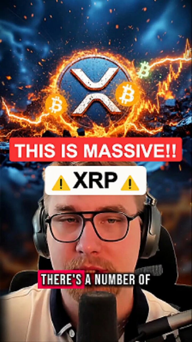 The image features a man wearing glasses and a headset, with his face partially obscured by the microphone he's holding. The background of the image shows a large XRP symbol surrounded by fire and lightning bolts, indicating that this is an advertisement for Bitcoin mining services or cryptocurrency trading platforms. The caption below the image reads "There's A Number Of".