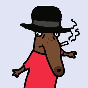 A cartoon illustration of an anthropomorphic dachshund wearing a black wide-brimmed hat and a red shirt, smoking a cigarette. The image ties to the post as a stylized avatar introduction from Nuel (nueisol), suggesting a personal brand or new chapter beginning.
