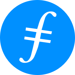 Blue circular logo featuring a white stylized lowercase 'f' with a horizontal crossbar, resembling the Filecoin cryptocurrency symbol.
