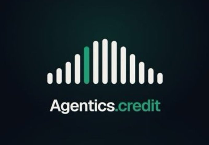 A logo for 'Agentics.credit' displayed on a dark background, featuring a stylized bar graph design with one green bar among white bars.
