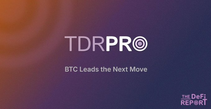 Title card for 'TDRPRO' with subtitle 'BTC Leads the Next Move' by The DeFi Report.
