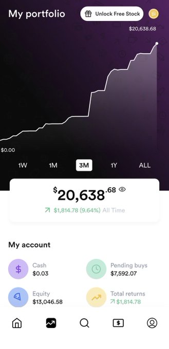 The image features a phone screen displaying various app icons, including one for an investment app. The text at the bottom of the image provides information about reaching 100k within the first month after starting with $13,000. This could indicate that the person who created or became a part of this app has made significant strides in their investing journey and is celebrating their success.
