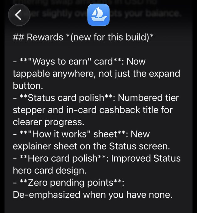 The image shows a text message or email from an app developer that contains information about new rewards for users who have completed a build of their game. The text explains that there are two ways to earn these rewards, including tapping buttons at any location where they apply and using a status card to clear progress in the game.