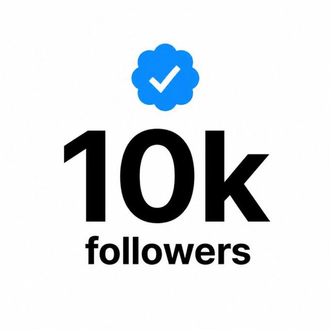 A simple graphic with a blue verified checkmark icon above bold black text reading "10k followers" on a white background.