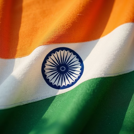 The Indian national flag waves with its saffron, white, and green bands and central navy Ashoka Chakra clearly visible, symbolizing unity and cultural identity. This imagery of national pride and collectible tokens connects thematically to the post's mention of XRP tokens and the XRP Ledger, often called a "money processor."