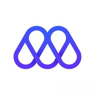 A blue gradient logo consisting of three interconnected curved shapes resembling a stylized 'M' or infinity symbol on a white background.