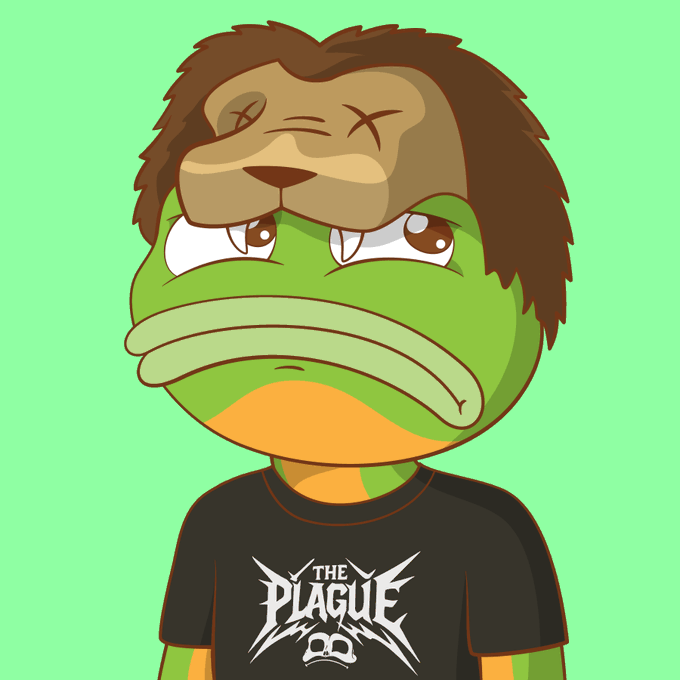 A Pepe-style frog character wearing a lion hat looks smugly at the camera, dressed in a black "THE PLAGUE" t-shirt. The image humorously ties to the post's caption, as the lion hat reflects the team victory while the frog's self-satisfied expression suggests he's claiming all the credit.