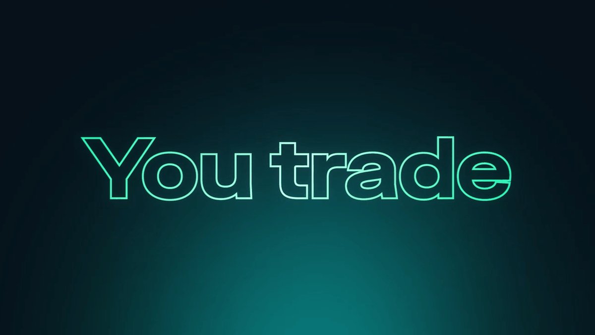 The image features a neon sign with the word "You trade", surrounded by a gradient green color. Below this, there's a caption that reads, "Trade spot: 1x ticket per $1,000 of trading volume Trade perps: 1x ticket per $10,000 of notional volume Every ticket gives you another shot at winning ...". The background is blue with some text and the word "trade" in the middle.