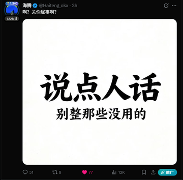 A Weibo post screenshot with Chinese text '说点人话 别整那些没用的' (Speak plainly, stop with the useless stuff).