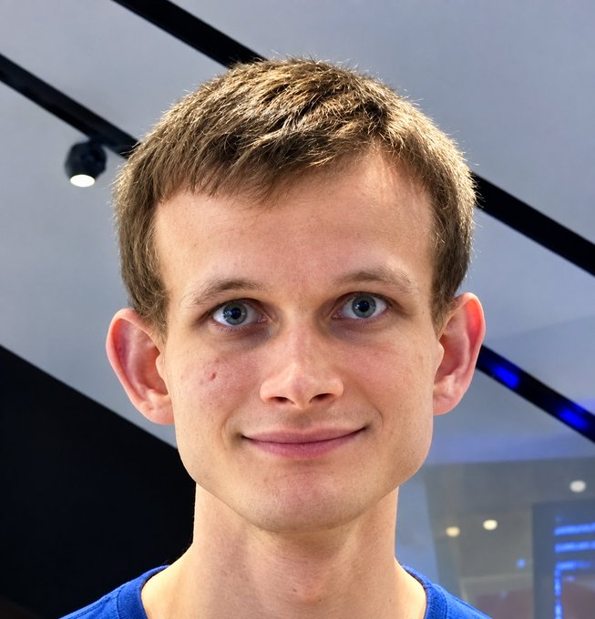 A young man with short brown hair and blue eyes smiles slightly while wearing a blue shirt, photographed indoors.