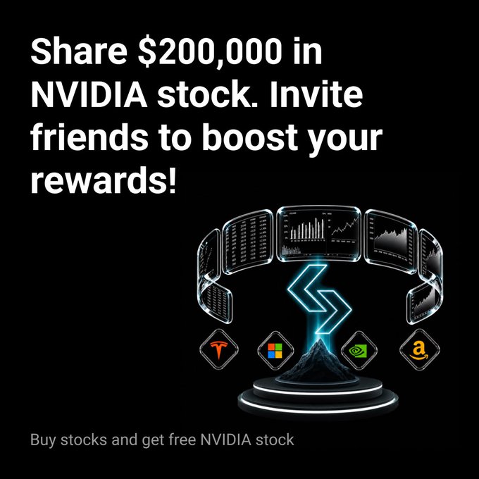 In the image, there are two screens, with one being an advertisement promoting a stock that's available for free. The other screen shows multiple cryptocurrency options at different times of the day. The background color is black, providing a contrast between the foreground images and making them stand out more prominently.