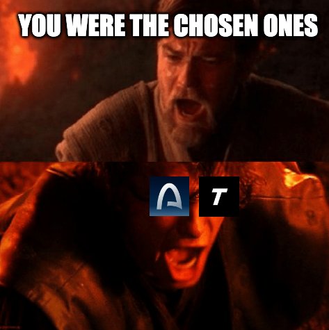 A meme showing Obi-Wan Kenobi from Star Wars yelling "YOU WERE THE CHOSEN ONES," with the logos for Arch (A) and Celestia (T) overlaid on the image, humorously expressing disappointment over recent setbacks in these enterprise blockchain projects that were once seen as promising leaders in the industry.