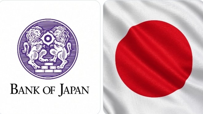 The image displays the Bank of Japan logo alongside the Japanese flag, visually representing the central bank's potential monetary policy shift referenced in the post about a likely September rate hike and its implications for global liquidity.