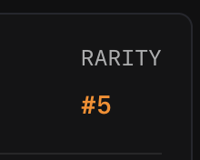The image displays "RARITY #5" in gray and orange text on a dark background, resembling a rarity ranking indicator. It relates to the accompanying "oh?" post by suggesting a reaction of surprise or mild disbelief at the fifth-tier rarity designation.