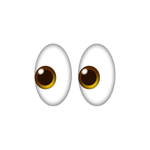 A simple illustration of two cartoon-style brown eyes on a white background.