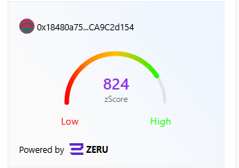 The image shows a scorecard with a red circle representing a low score of 824, a green circle representing a high score of 834, and a purple circle representing a medium score of 842. The scorecard also displays the words "low", "high", and "zcore" in the top left corner. The post is titled "Ox18488075.CA9C2D1544" and it says that this update has quietly gone live, which means that the new feature has been added to the app without any prior announcement or notification. This change could potentially impact wallet reputation by providing a more accurate representation of the user's score in the "Cards (New)" section.