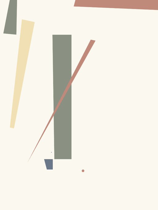 An abstract minimalist composition featuring vertical sage green and cream rectangles, a diagonal pink slash, a small blue shape, and scattered dots on an off-white background, serving as the visual artwork for the OpenSea-listed "Primera 227" NFT item on Ethereum.