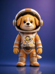 An adorable cartoon dog wearing an orange astronaut suit with a helmet stands against a dark blue background, embodying the "SpaceDog" mascot referenced in the tweet. The astronaut imagery visually represents the cryptocurrency token "$SpaceDog" being promoted, reinforcing the space-themed branding of the airdrop offer.