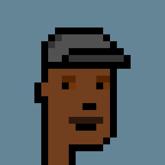 A pixelated Cryptopunk #1769 character with a dark hood and beard is displayed against a blue background, representing the NFT that sold for $82,000. The image serves as the official artwork for the specific punk token (#1769) referenced in the sale announcement.