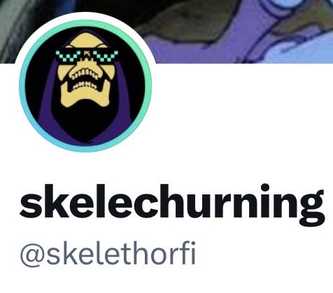 The image features a cartoon character wearing sunglasses, with the text "Skeletorfi" written below him. This character appears to be a character from the popular animated series "Rune", which has been adapted into a movie. The post is titled "Skelechurning" and includes an image of the character.