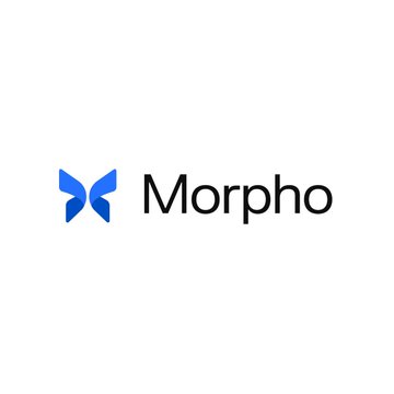 The image features a logo for a company named "MORPHO" that uses blue and black colors, with a butterfly design at the center of the logo. The text "MORPHO" is written in white letters below the butterfly shape. The logo appears to be related to cryptocurrency or blockchain technology, as indicated by the accompanying post on social media platforms.
